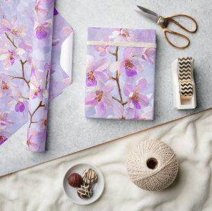 Papel De Regalo Patrón de acuarela de orquídea lila suave chic