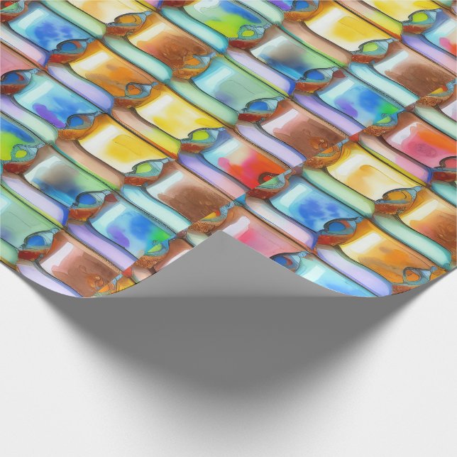 Papel De Regalo Patrón de acuarela de pared de la Copa del Café (Esquina)