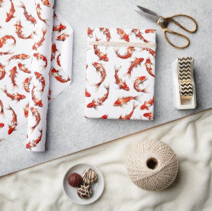 Papel De Regalo patrón de acuarela de peces Koi