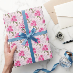 Papel De Regalo Patrón de acuarela de rosas rosadas maravillosas