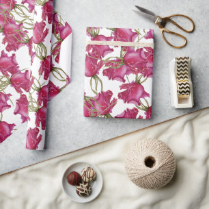 Papel De Regalo Patrón de acuarela de rosas rosadas pintadas a man