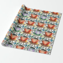 Patrón de acuarela de tazas de café