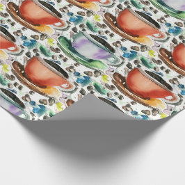 Papel De Regalo Patrón de acuarela de tazas de café