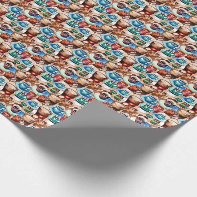 Papel De Regalo Patrón de acuarela del café matutino (Esquina)