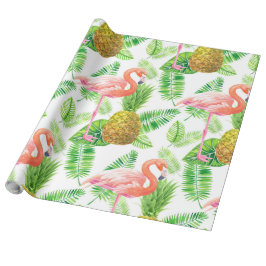 Papel De Regalo Patrón de acuarela del jardín tropical