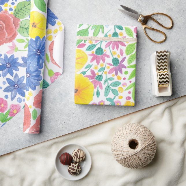 Papel De Regalo Patrón de acuarela floral (Artesanía)
