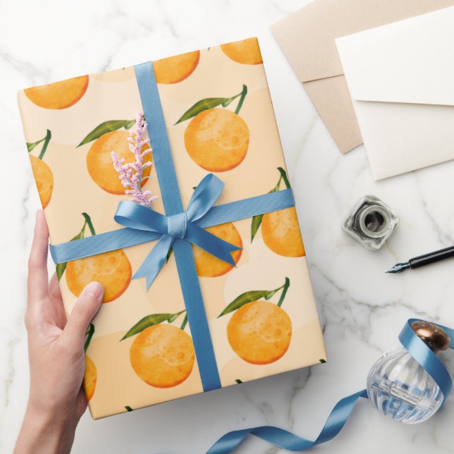 Papel De Regalo Patrón de acuarela naranja (Regalar)