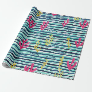 Papel De Regalo Patrón de acuarela náutica retro (1)