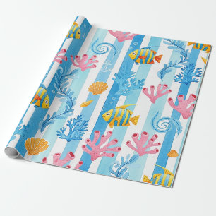 Papel De Regalo Patrón de acuarela náutica retro (11)