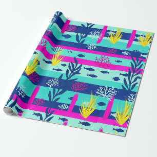 Papel De Regalo Patrón de Acuarela Náutica Retro (5)