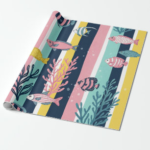Papel De Regalo Patrón de Acuarela Náutica Retro (7)