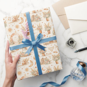 Papel De Regalo Patrón de acuarela para boda boho en el desierto