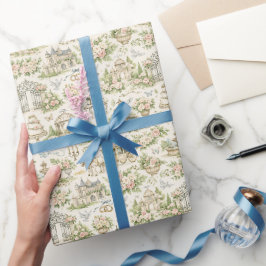 Papel De Regalo Patrón de Acuarela para Boda de Jardín Francés Rom