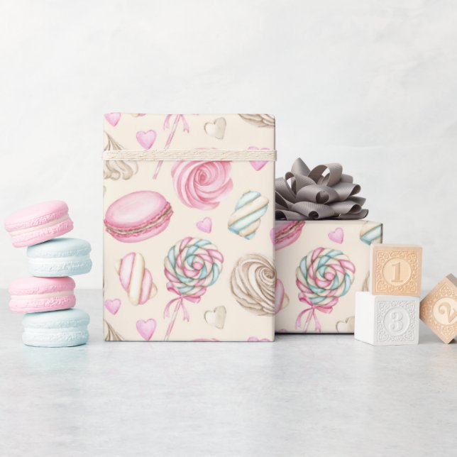 Papel De Regalo Patrón de acuarela rosa dulce (Baby Shower)