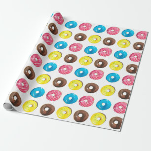 Papel De Regalo Patrón de acuarela sin foco con pequeños donuts