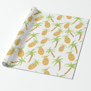 Papel De Regalo Patrón de acuarela sin foco con piñas y pa