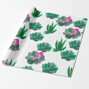 Papel De Regalo Patrón de acuarela sin mar con suculentos