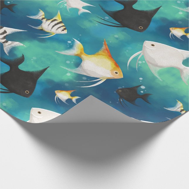 Papel De Regalo Patrón de acuario de peces angulares (Esquina)
