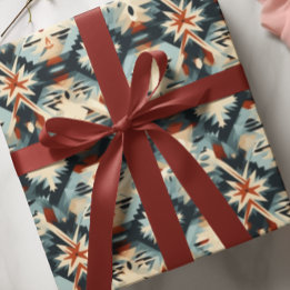 Papel De Regalo Patrón de Adobe Azul Moderno del Suroeste