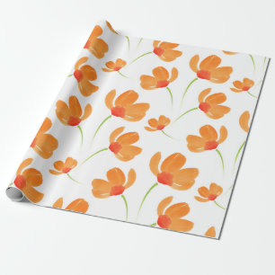 Papel De Regalo Patrón de adornos de color de agua Naranja