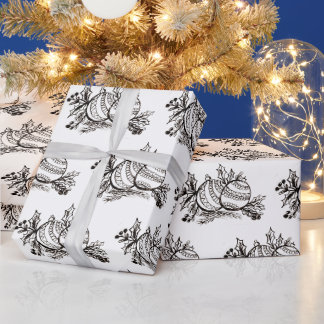 Papel De Regalo Patrón de adornos navideños dibujados a mano