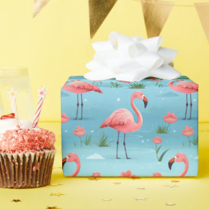 Papel De Regalo Patrón de agua azul Flamingo