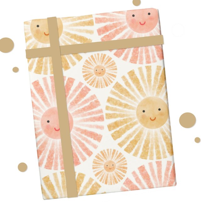 Papel De Regalo Patrón de agua de poca luz solar (Happy sunshine watercolor pattern gift wrapping paper roll)