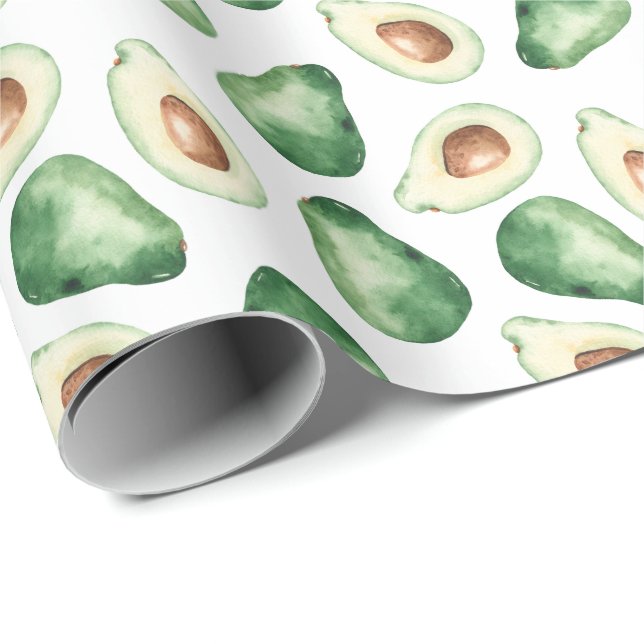 Papel De Regalo Patrón de aguacate acuarela (Esquina del rollo)