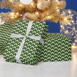 Papel De Regalo Patrón de agujas de pino blanco verde escandinavo