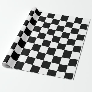 Papel De Regalo Patrón de ajedrez a cuadros negros y blancos