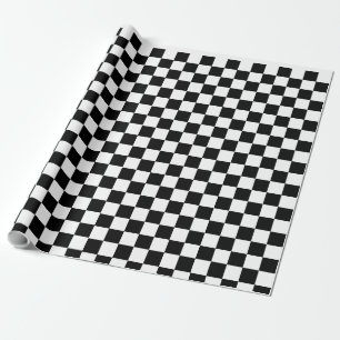 Papel De Regalo Patrón de ajedrez retro de damas de la década de 1