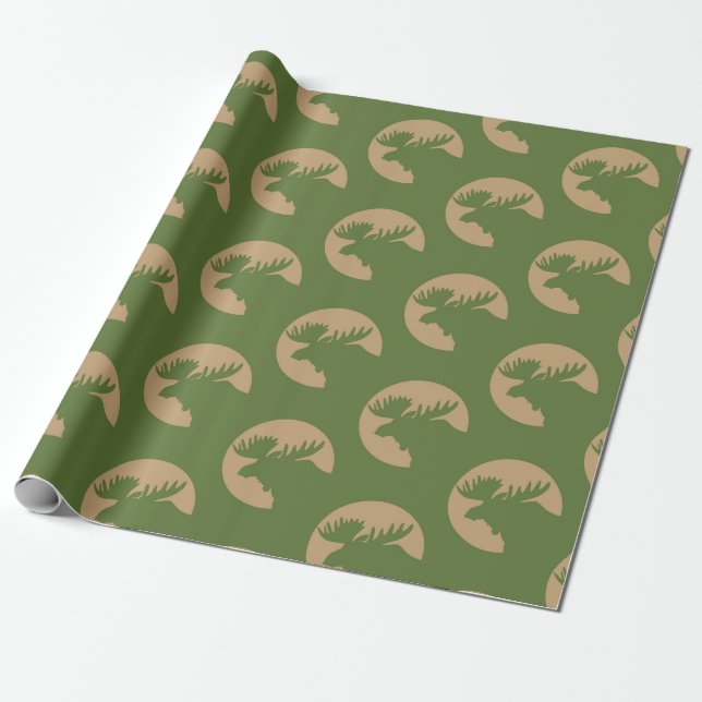 Papel De Regalo Patrón de alce rústico (Desenrollado)