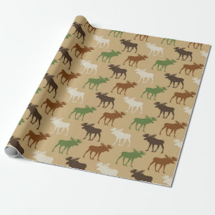 Papel De Regalo Patrón de Alce Rústico