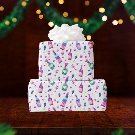 Papel De Regalo Patrón de alcohol acuarela | Blanco