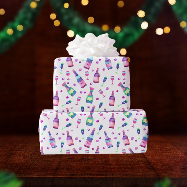 Papel De Regalo Patrón de alcohol acuarela | Blanco (Subido por el creador)