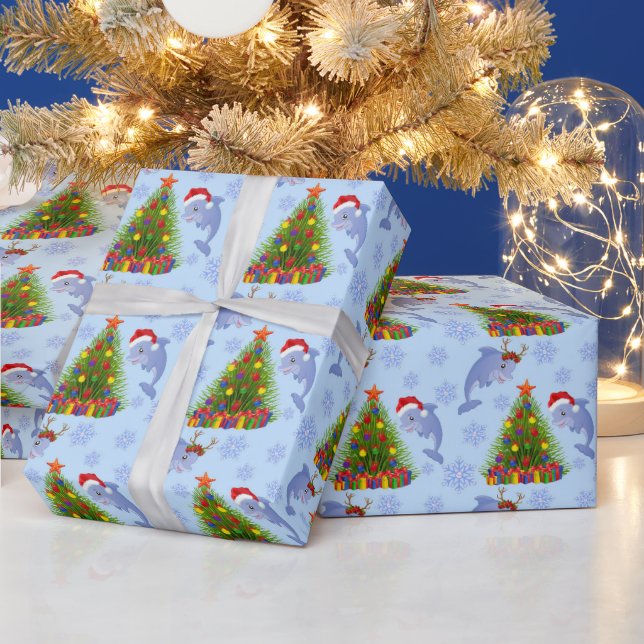 Papel De Regalo Patrón de algas de delfines de playa (Vacaciones)