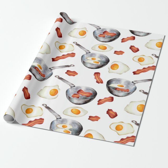 Papel De Regalo Patrón de alimentos de Bacon y Huevos para el desa (Desenrollado)