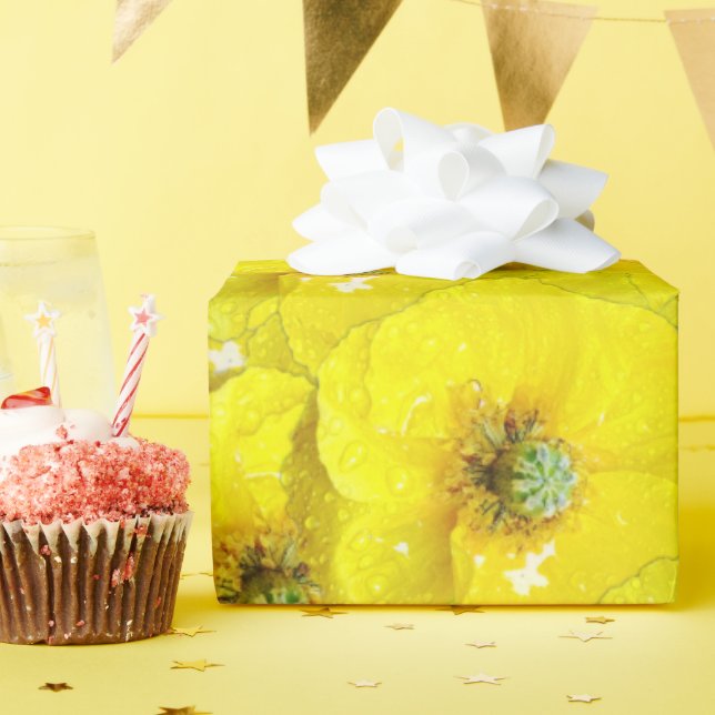 Papel De Regalo Patrón de amapola de maíz amarillo soleado (Fiesta de cumpleaños )