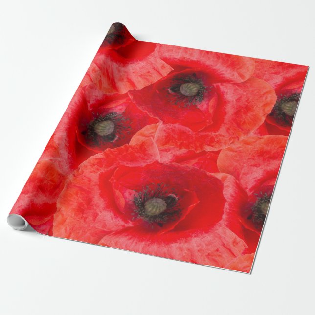 Papel De Regalo patrón de amapolas silvestres (Desenrollado)