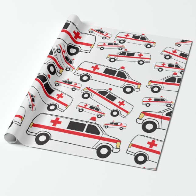 Papel De Regalo Patrón de Ambulancia (Desenrollado)