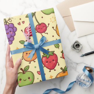 Papel De Regalo Patrón de amigos de frutas Kawaii lindas