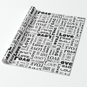Papel De Regalo Patrón de amor con letras negras