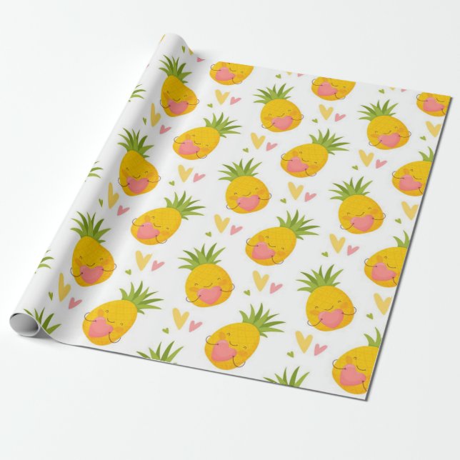 Papel De Regalo Patrón de amor de piña (Desenrollado)