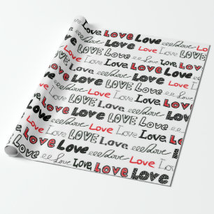 Papel De Regalo Patrón de Amor sin Marea. Letras escritas a mano d