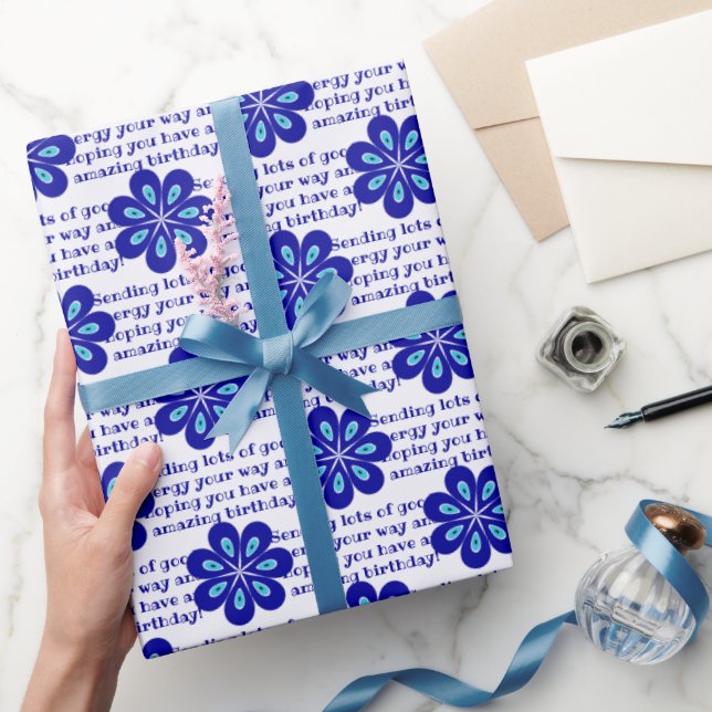 Papel De Regalo Patrón de Amulet de Ojo Azul Floral Mal Azul Perso (Regalar)