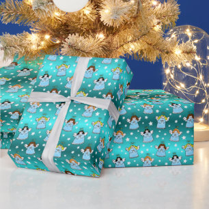 Papel De Regalo Patrón de ángeles de Navidades celestiales