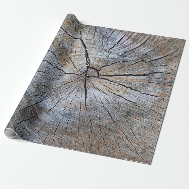 Papel De Regalo Patrón de anillo de árbol rústico (Desenrollado)