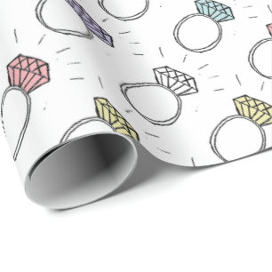 Papel De Regalo Patrón de anillos de diamantes ilustrados