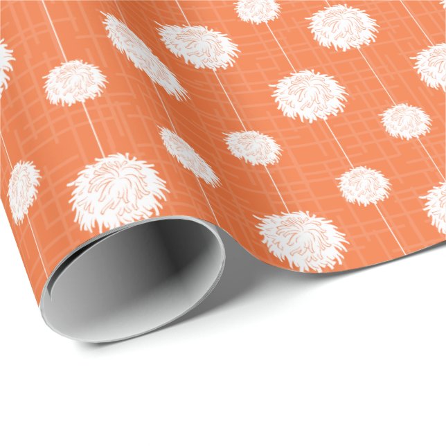 Papel De Regalo Patrón de animador naranja Pom Pom (Esquina del rollo)