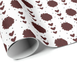 Papel De Regalo Patrón de animadores marrones Pom Poms & Hearts